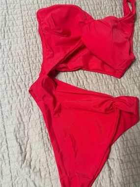 Red Women's Two-Piece Swim Set